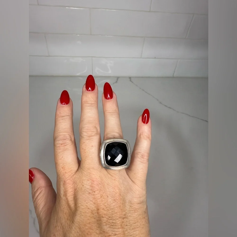 David Yurman Sterling Silver Black Onyx Albion Ring Size 6